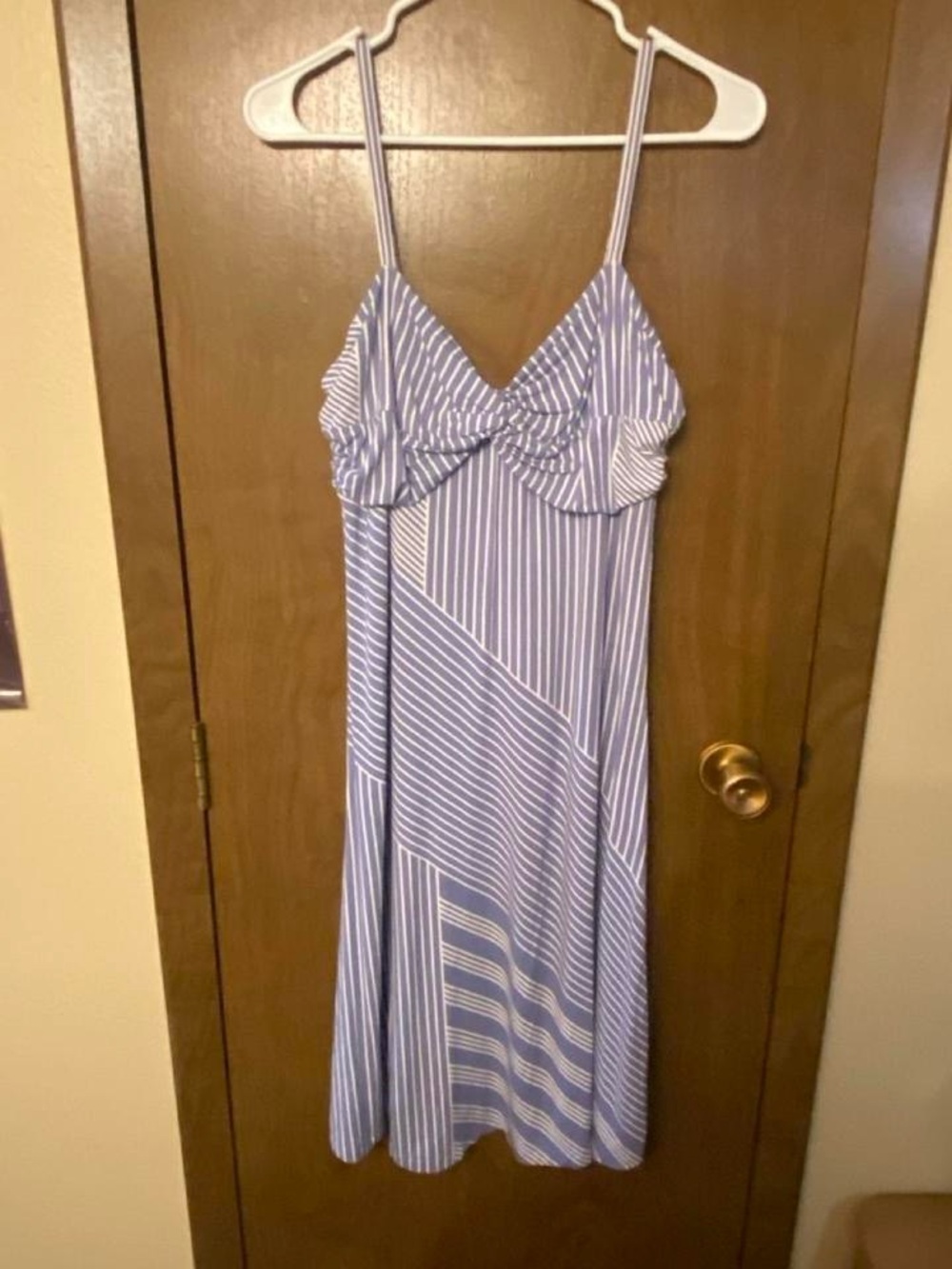 Tommy Bahama Blue and White Striped Spaghetti Strap Midi Dress